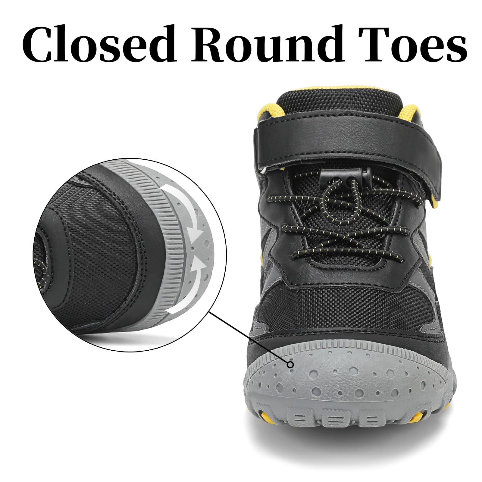 Wolidio Boys' Trail Running Shoes Hiking Boots Girls Anti Collision Antiskid Boots for Kids Outdoor Black Big Kid 2