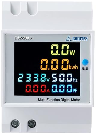 GADITES 6 in 1 Latest 2023 Updated Version Digital Energy Meter Frequency Active Power Factor Current Ampere Voltage Monitoring Device with Colorful LCD Display, Monitor Power Consumption Cool Gadgets