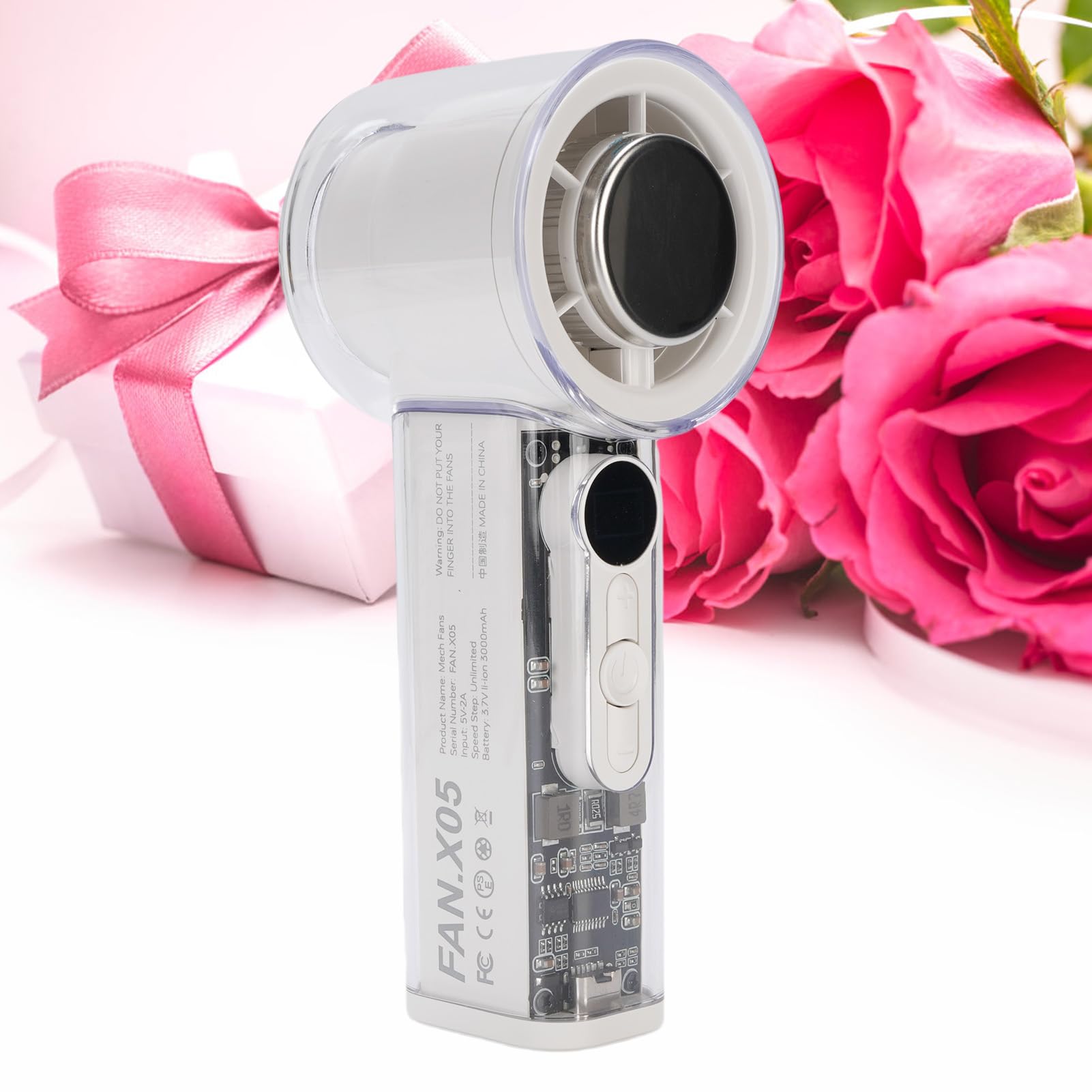 Acouto Ventilatore Portatile Portatile con Raffreddamento a Ghiaccio 100 Marce Ventola Silenziosa per Viaggi Casa Spiaggia Leggero D Ventola di Raffreddamento Silenziosa Porta L (WHITE)