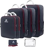 PFEYRPK Lightweight Compression Packing Cubes for Suitcases, Compressible Expandable Travel Packing Organizer with Clear Toiletries and Backpack Bag, Travel Essentials for Carry on Luggage 7 Set