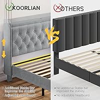 Vista 92 de koorlian Base de cama Queen con cabecero, base de cama tapizada ajustable con puertos tipo C y USB, cabecera de almacenamiento con respaldo de ala