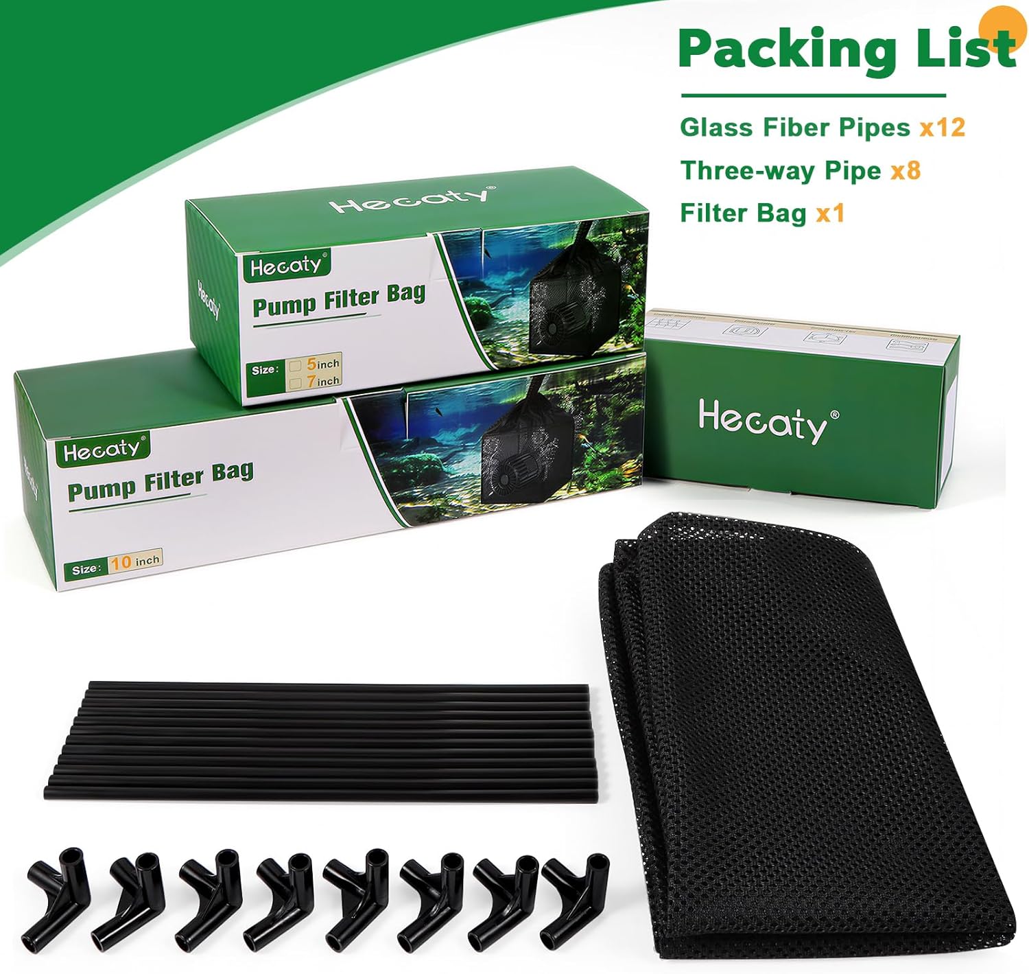 Pond Filter Bag, Pump Barrier Bag, Anti-Clogging Cube Filter Box, Black Media Bag Pump Mesh Bag for Outdoor Water Fish Ponds (10"x 2 pack)