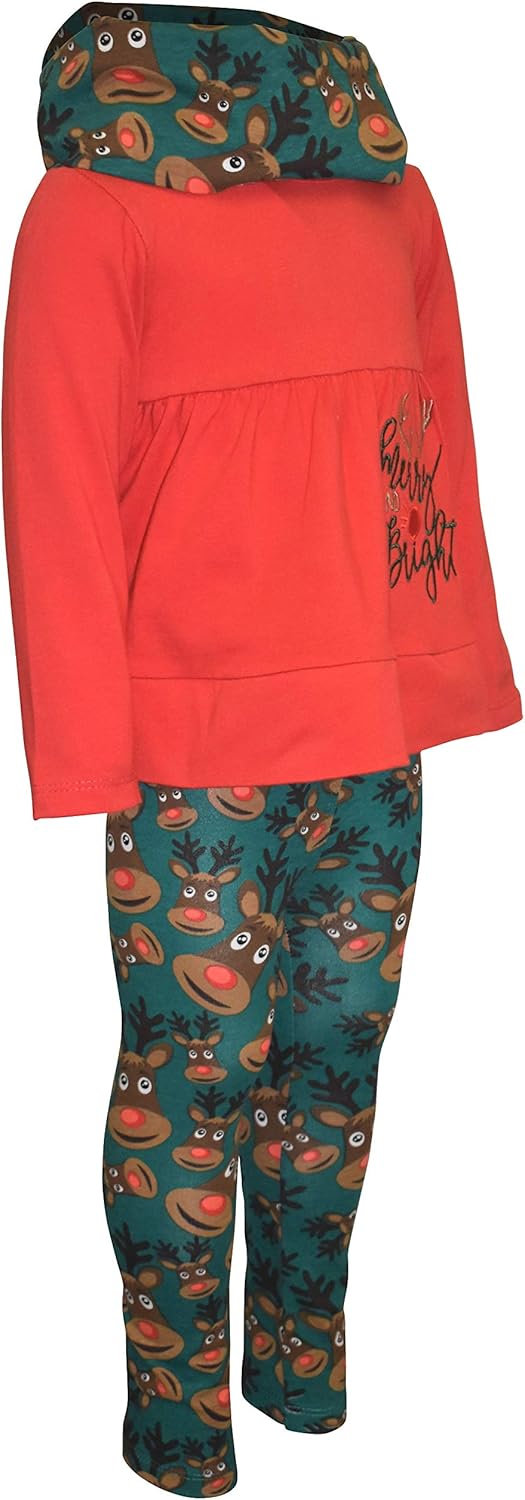 Unique Baby Girls Kids Toddler 3pc Outfit Set Long Sleeve Layered Hem Tunic Top Leggings and Scarf - Image 6