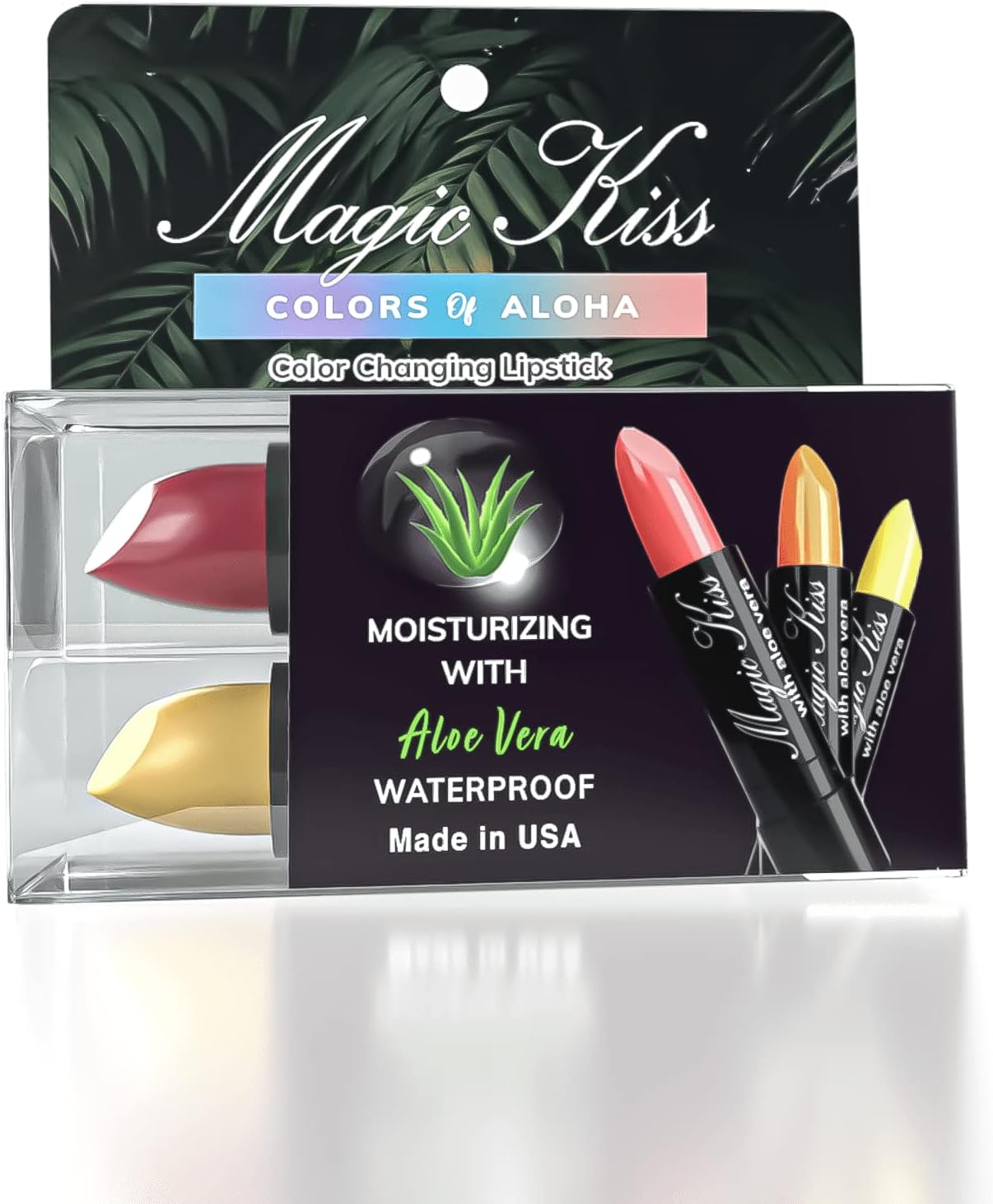 Magic Kiss Color Changing Matte Lipstick set, Long Lasting Nutritious Lips Moisturizer Magic Temperature Color Change Lip Balm with Aloe Vera PH Lipstick MADE IN USA (2 Pack - Gold & Purple)