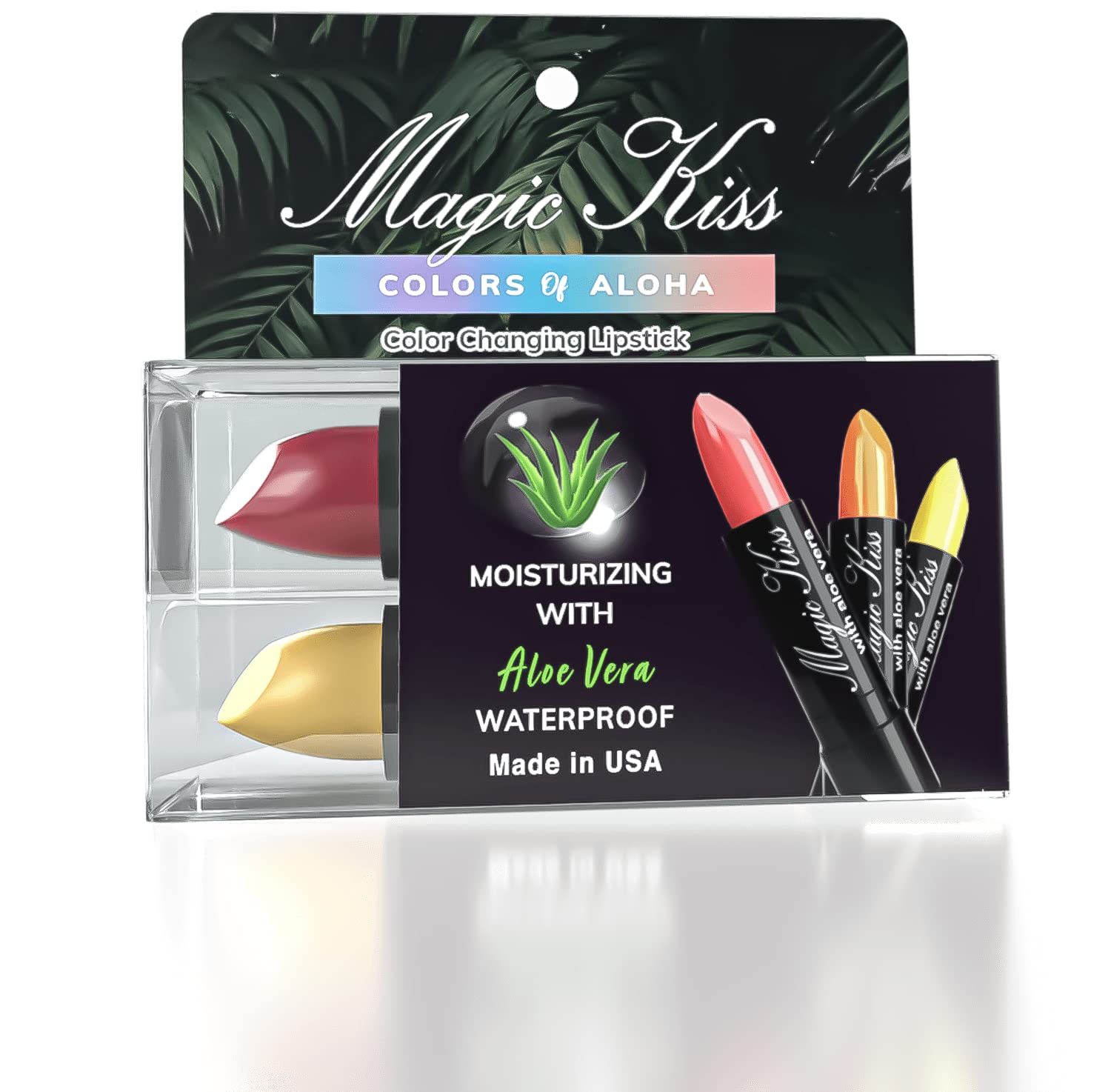 Magic Kiss Color Changing Matte Lipstick set, Long Lasting Nutritious Lips Moisturizer Magic Temperature Color Change Lip Balm with Aloe Vera PH Lipstick MADE IN USA (2 Pack - Gold & Purple)