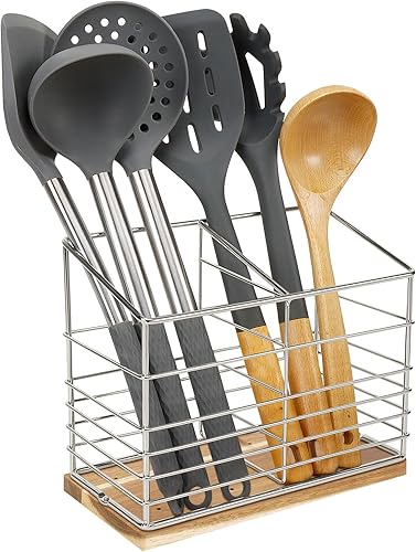 Miniatura 10 de Soporte de utensilios para encimera de cocina, soporte de utensilios de metal para encimera de cocina, almacenamiento de herramientas de cocina para
