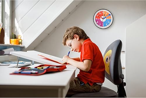 Miniatura 2 de OSTAR Telling Time - Reloj de pared para enseñanza, analógico, silencioso, para decoración de habitación de niños, funciona con pilas