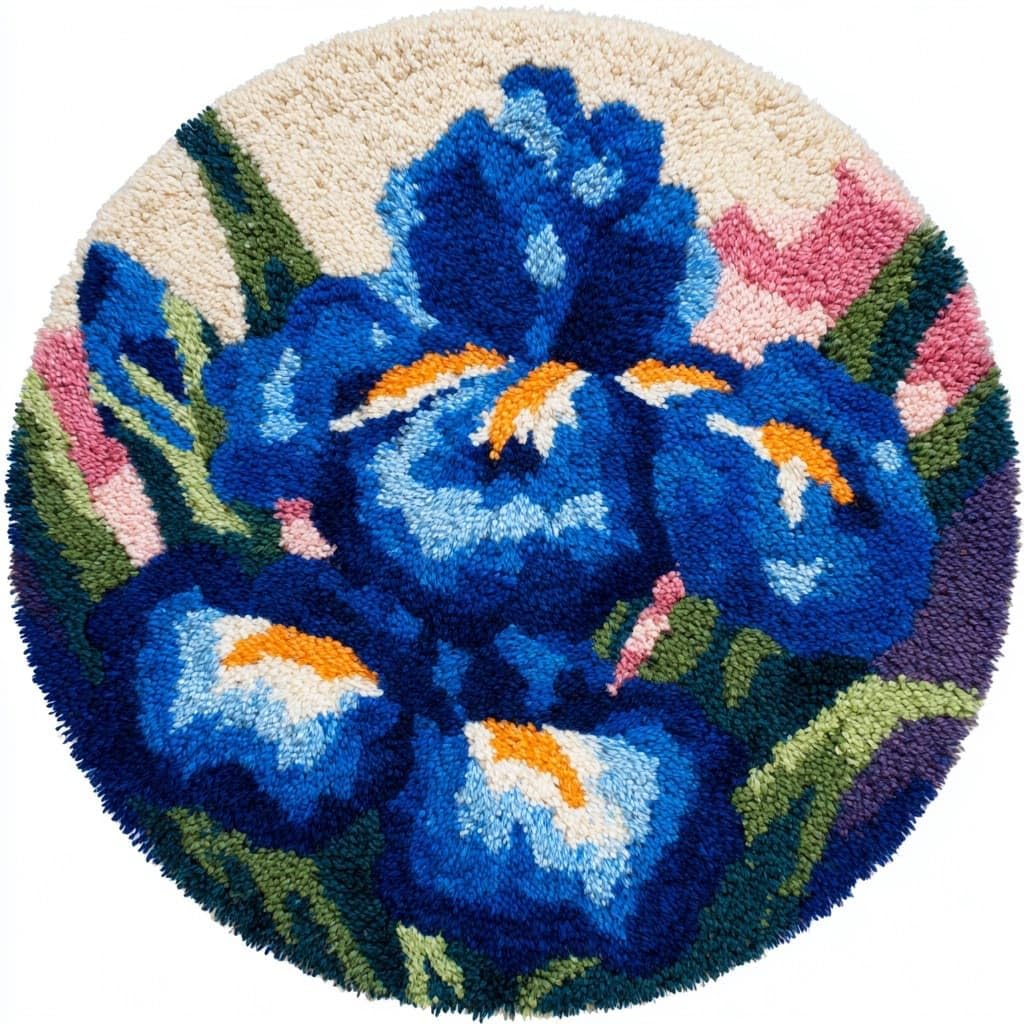 Ambattery Latch Hook Rug Kits-H Latch Hook Kits For Adults,Latch Hook Rug Kit,Iris Flowers