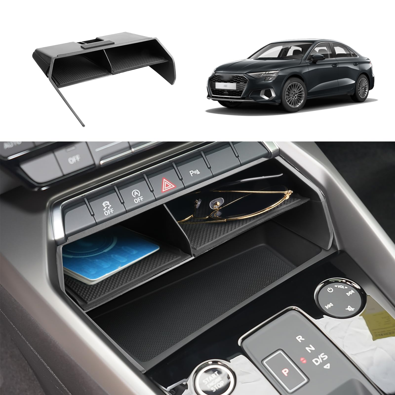 console centrale avant porte-gobelet stockage boîte à gants organisateur pour audi a3 8y 2020-2024 console centrale avant porte-gobelet stockage boîte à gants organisateur pour audi a3 8y 2020-2024