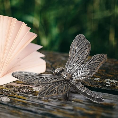 Miniatura 7 de BRASSTAR Estatua de libélula de hierro fundido delicado modelado decoración interior y exterior adecuado para colocar estudio jardín césped balcón