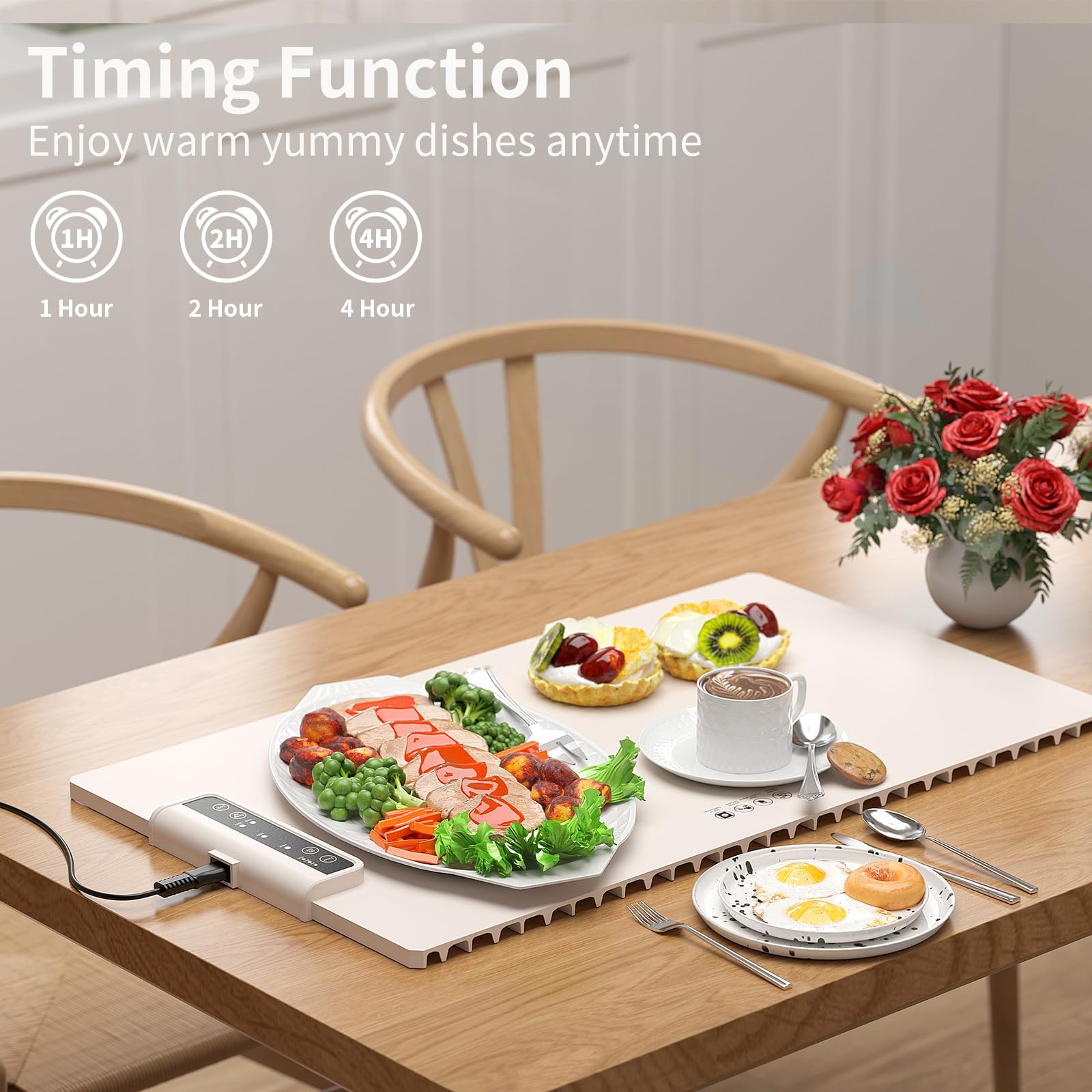 Roll Up Bojinsey Electric Warming Tray, Silicone Warming Mat With 5 Temperature Settings And