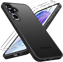 Case for Samsung Galaxy A55 5G with 2 Pieces Tempered Glass, Ultra Thin Hard Translucent Matte Case Protection Shockproof Anti-Scratch Bumper Cover for Samsung A55 5G 6.5 Inch, Black