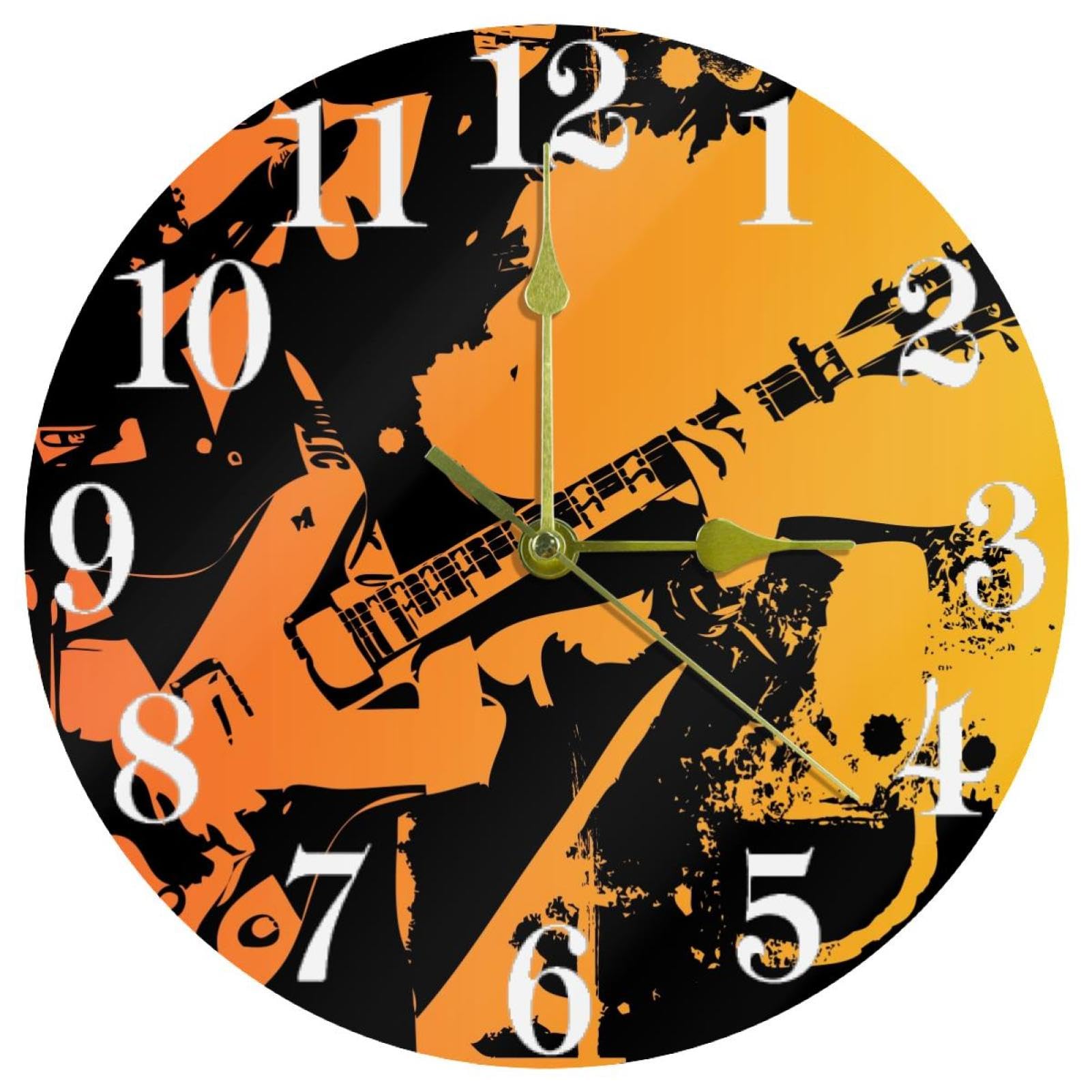 Horloge murale grunge ronde et silencieuse à quartz pour salon