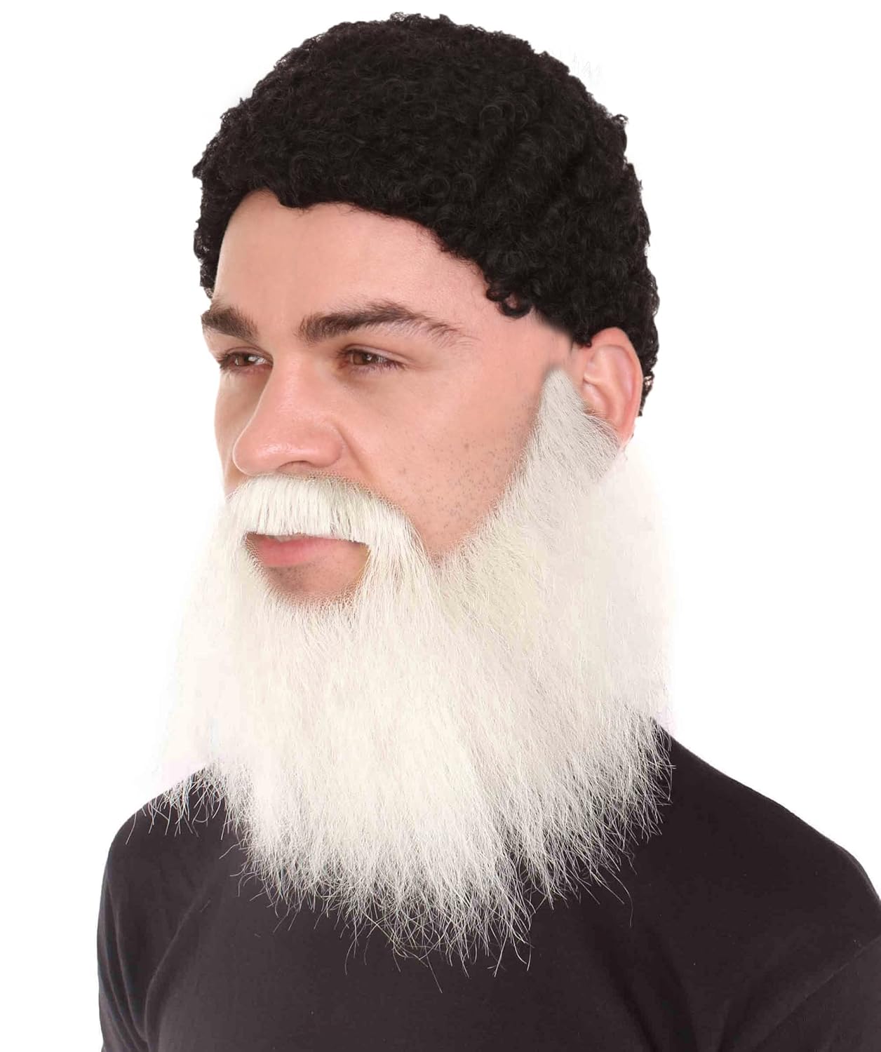 HPO Men's Synthetic Hair Long Beard Cosplay Facial Hair (White)