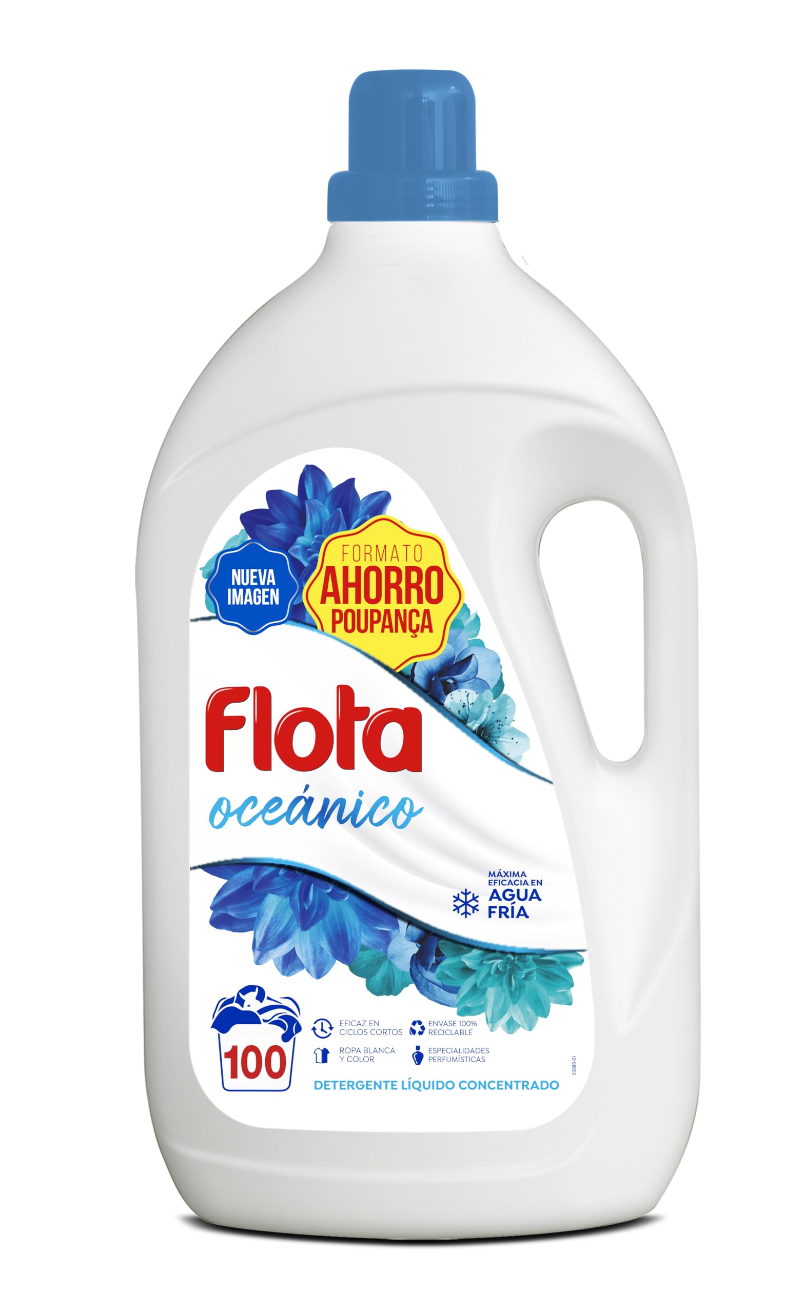 FLOTA OCEÁNICO | Detergente Líquido Quitamanchas incluso en Agua Fría para Lavadora | Ropa Blanca y de Color | Formato Familiar 2x100 Lavados