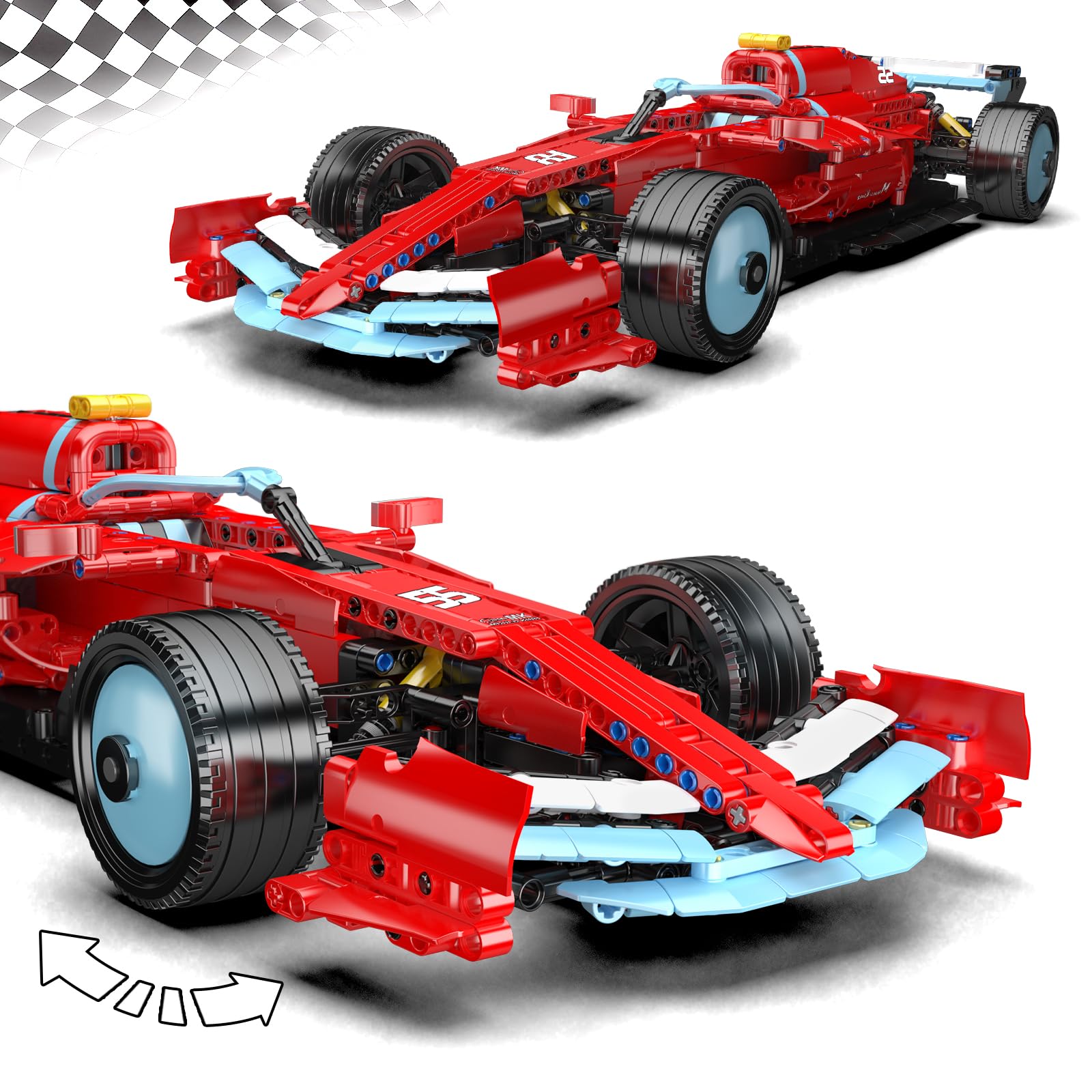 Mould King 13209 Technik SF-24 samochód wyścigowy z klocków budowlanych, model samochodu sportowego w skali 1:8 do budowania i wystawiania, zestaw kolekcjonerski modelu supersamochodu Technik dla