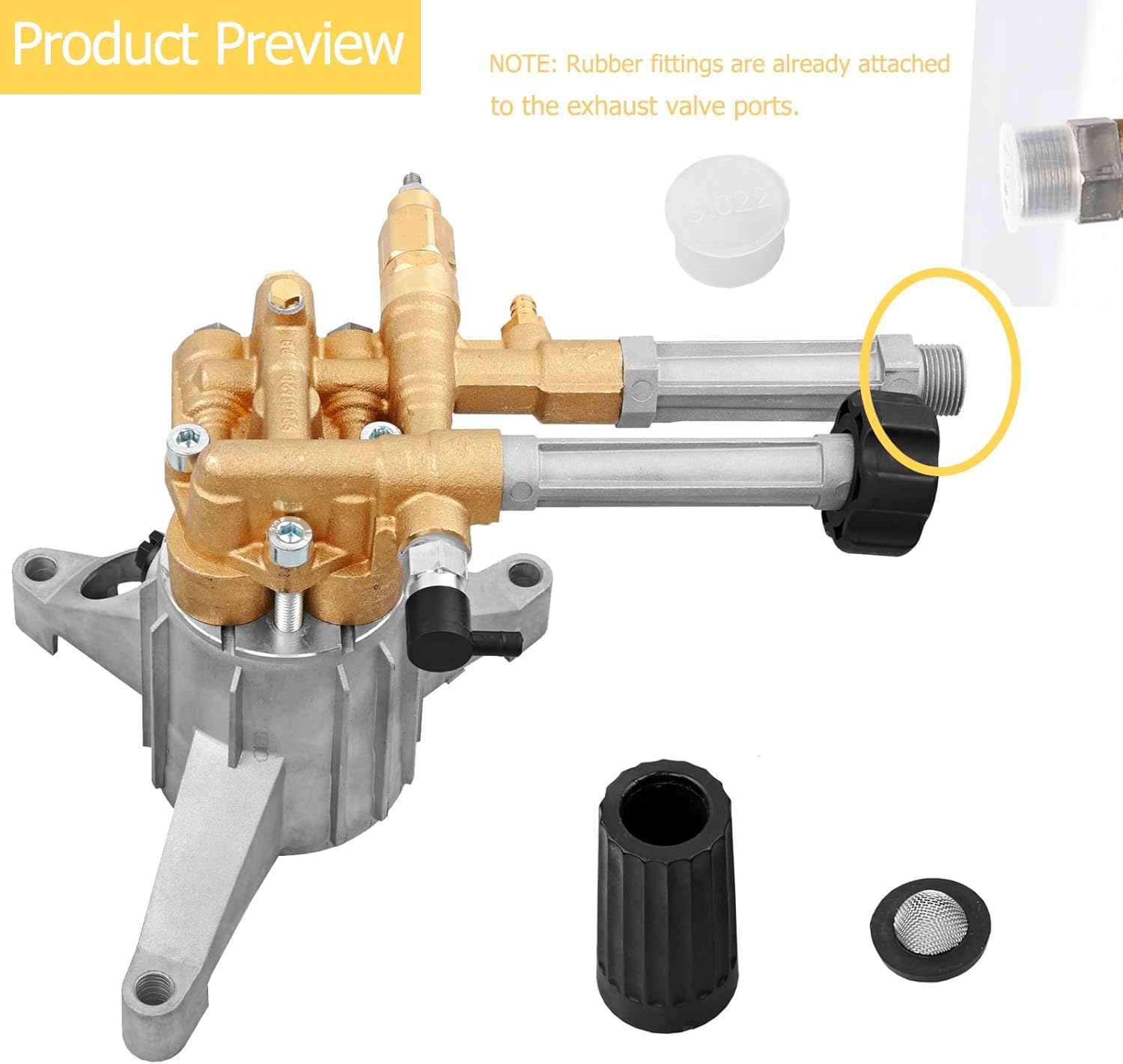 RMW25G28-EZ Pressure Washer Pumps Replacement Right-Handed Pump, 2800 PSI, 2.5 GPM, 193 Max Bar, EZ-Start Valve, Thermal Relief Valve Aluminum