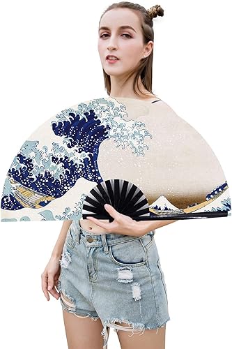 Miniatura 2 de Amajiji Abanicos plegables grandes para bailar en línea, gran abanico de golpes para botas en el suelo, baile, fiesta, decoración, festival (ola Ola