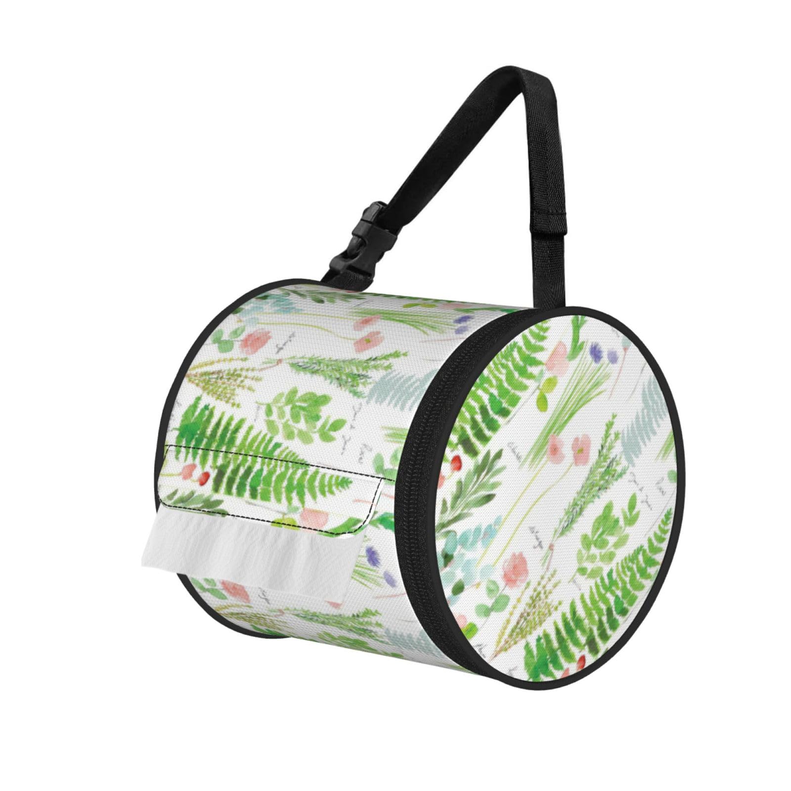 Springtime Herb Garden Printed Roll Paper Carrier Bag, Foldable Oxford Cloth Tissue Case for Camping Hiking Backpack