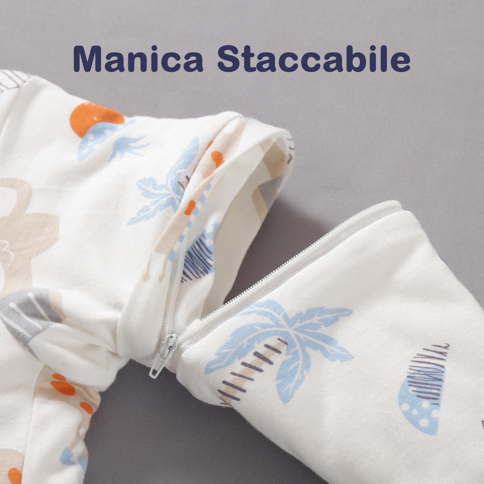 MIKAFEN Sacco nanna invernale per bambini 3,5 tog con maniche rimovibili, 100% cotone sacco a pelo con braccia,Leone e Panda 24-36 mesi