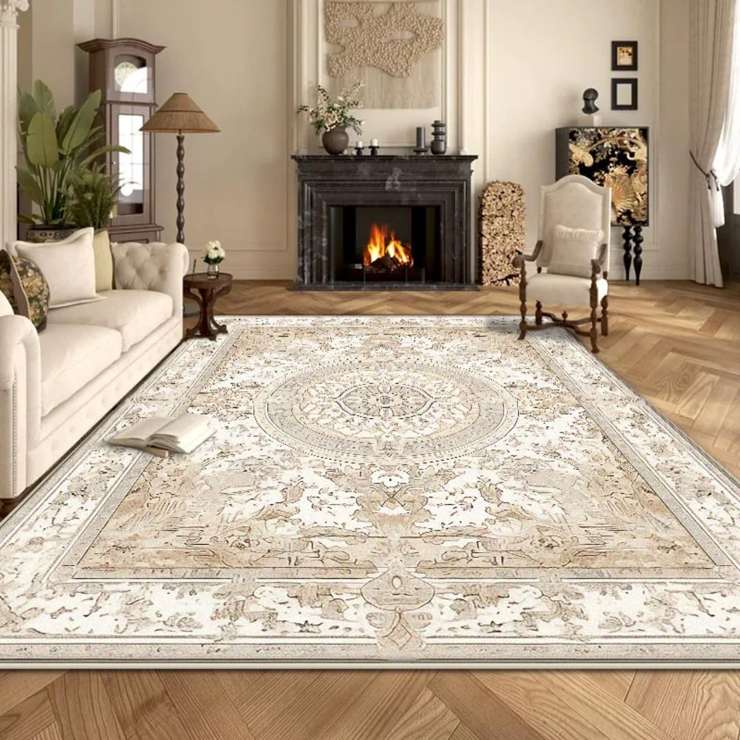 Tapis de salon rétro 120x200 cm grand format non pelucheux modèle BS013