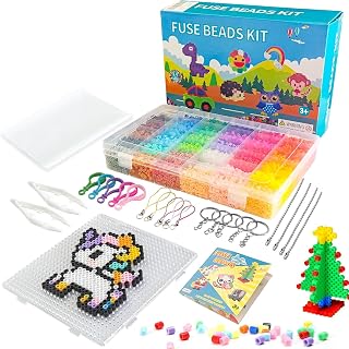 Citrusito 11000pcs Fuse Beads Kit for Kids, 36 Colors 5mm Melting Beads Set with Pegboards, Ironing Paper, Tweezers & Accessories, Arts and Crafts Activity for Boys and Girls