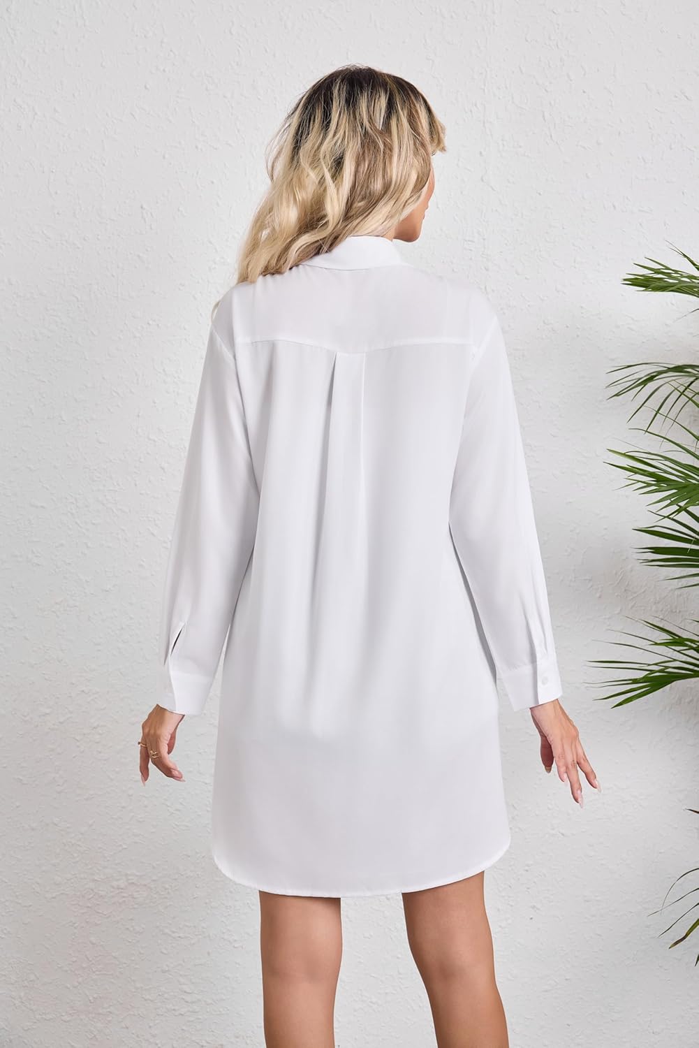 ENMAIN Shirt Dresses for Women Oversized Button Down Dress Long Sleeve Button Up Shirts with Pockets Plus Size Tunic Top - Image 4