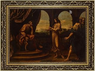 Vintage Framed Royal Court Scene Canvas Print Oil Paintings Reproduction World Classics Figures in Conversation Wall Art Painting Pictures Wall Decor Art Print (Retro Framed,12" Lx16 W)