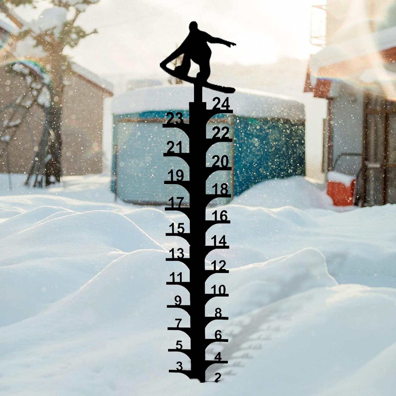 Flexyony Outdoor Snow Gauge 24 Inch Iron Art Snow Gauge