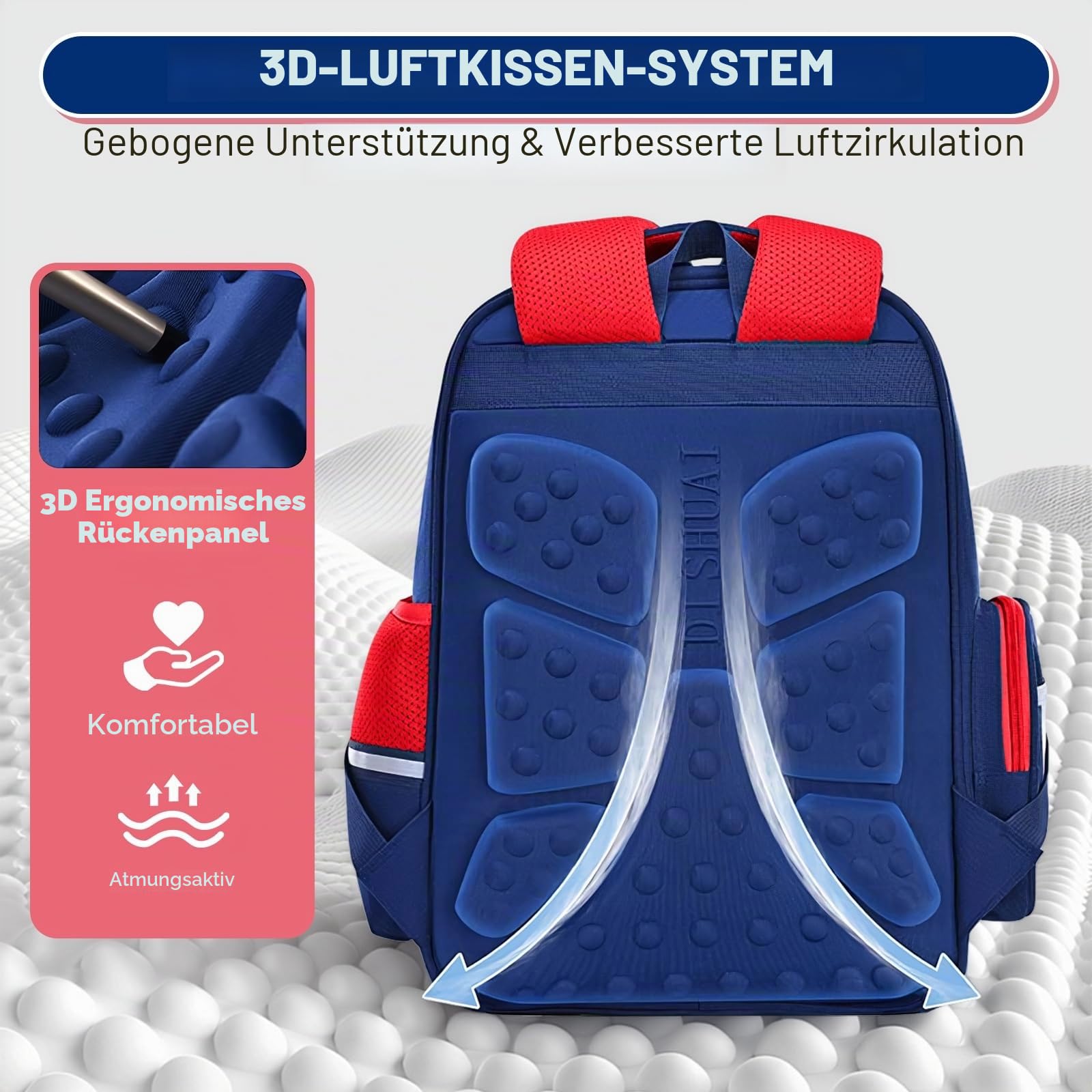 Amythe Schulranzen für Jungen 2.-5. Klasse, 25 L mit Brustgurt, Blau
