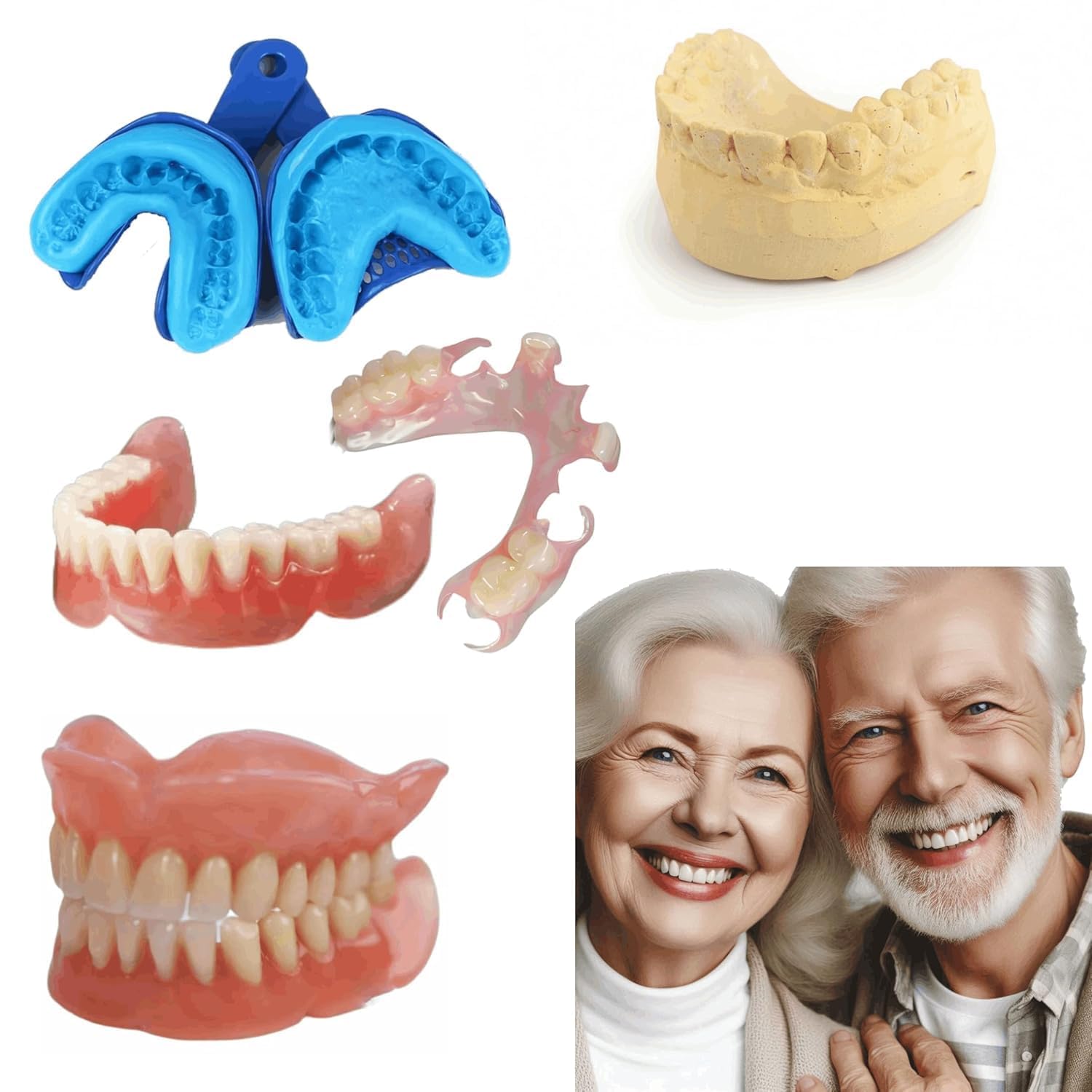 Kit per l'igiene orale fai da te, 2 set completi di denti, 3