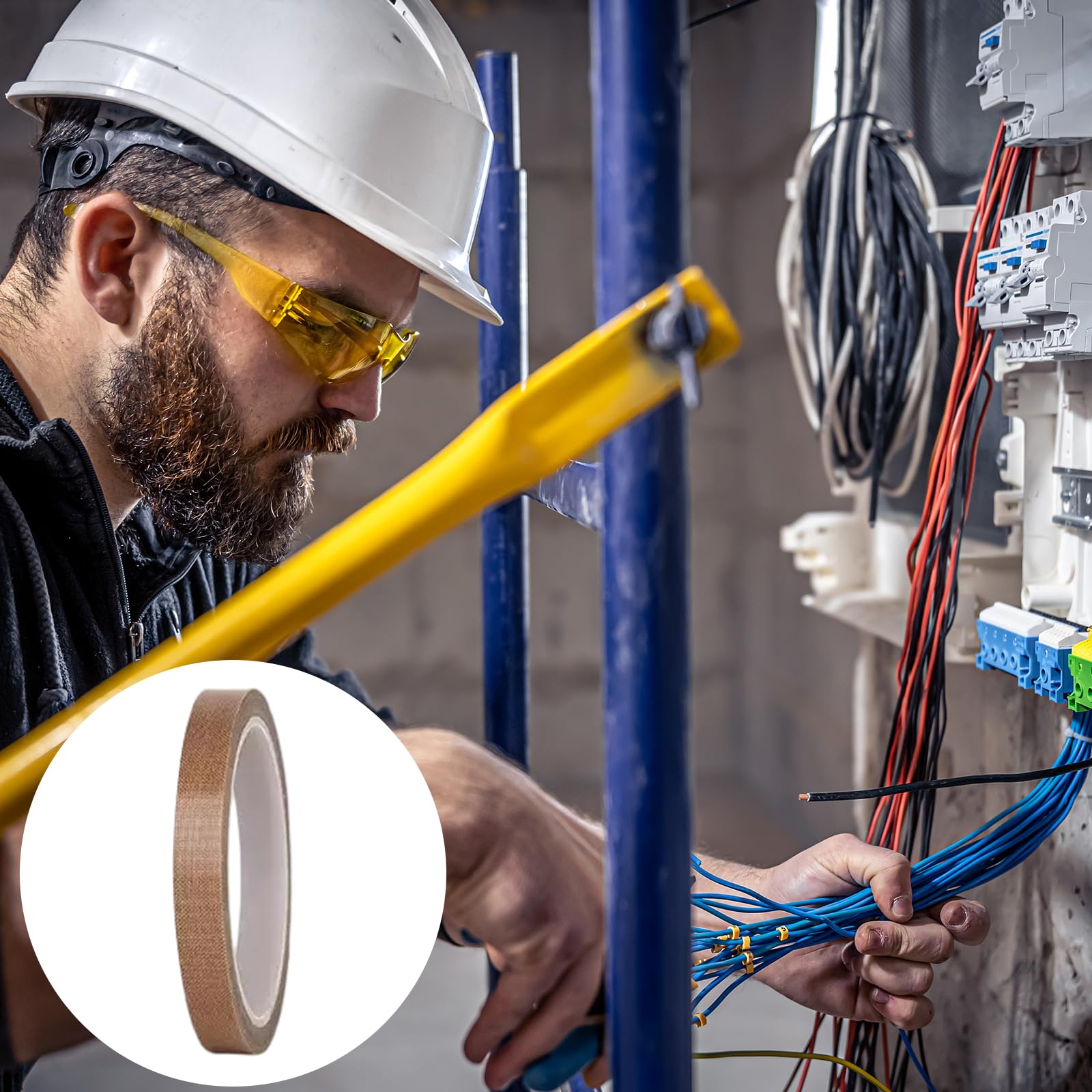 Taśma klejąca o wysokiej temperaturze, 13 mm x 10 m, z powłoką PTFE, powlekana PTFE, taśma z tkaniny szklanej, odporna na wysokie temperatury, teflonowa, odporna na wysokie temperatury, do zgrzewarki