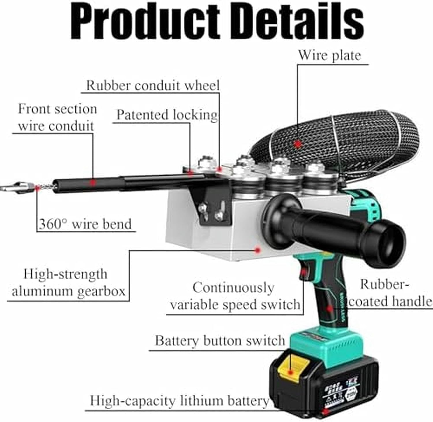 Electric Stringing Machine,Electrician Wall Wiring Machine,Cordless Electric Stringing Wire Puller, for Smoothly Stringing Wires Across Walls