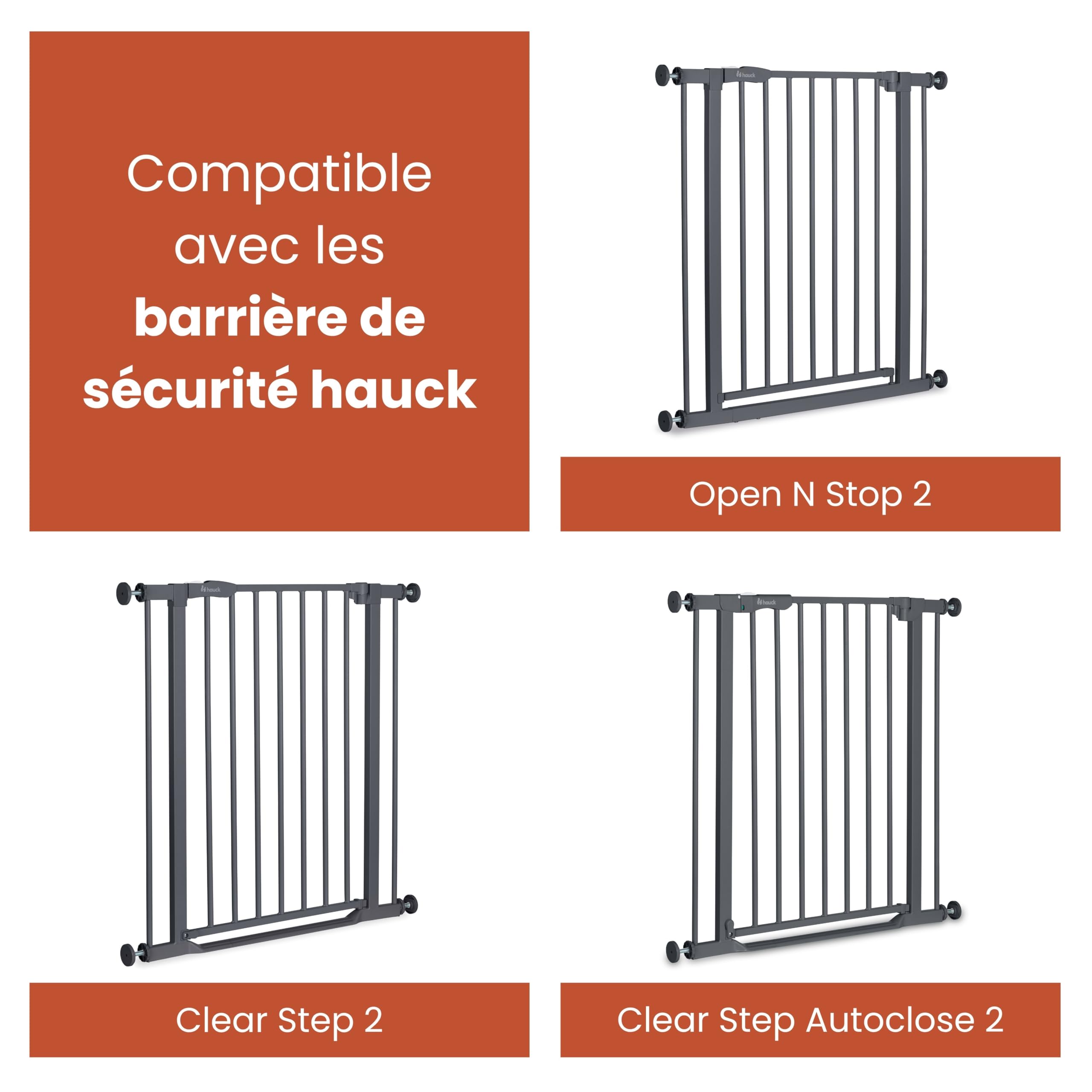 hauck Extension 9 cm pour Barriere de Securite Enfant, Escalier, Porte, Chien pour Clear Step 2, Open N Stop 2, Open N Stop KD, Stop N Safe 2, Autoclose N Stop 2, Sans Perçage, Métal, Gris Foncé