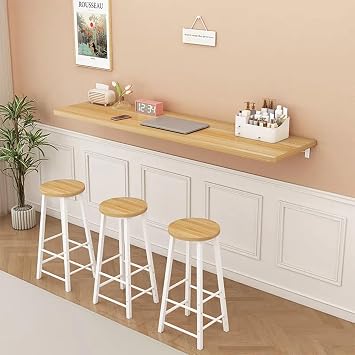 Collapsible Wall Mounted Desk, Small Breakfast Bar Table, Wall Desk, Foldable Floating Workbench for Laptop Study Dining Balcony Bedroom Bathroom Kitchen, Space-Saving Solution B,110 40CM