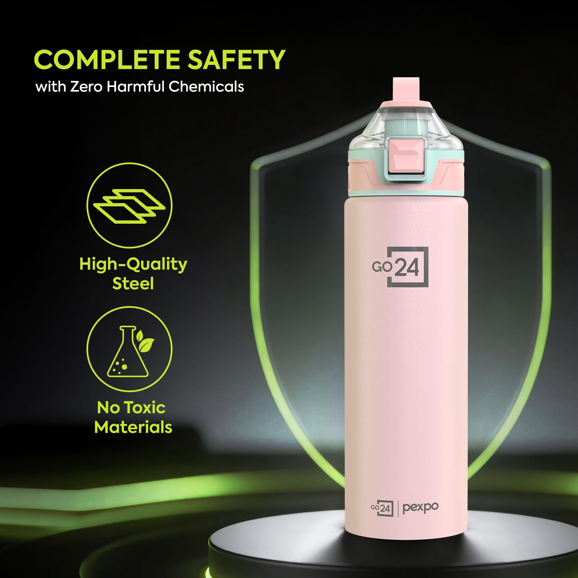 Go24 pexpo Stainless Steel Water Bottle with Sipper Cap - 800ml — Amazon image 5
