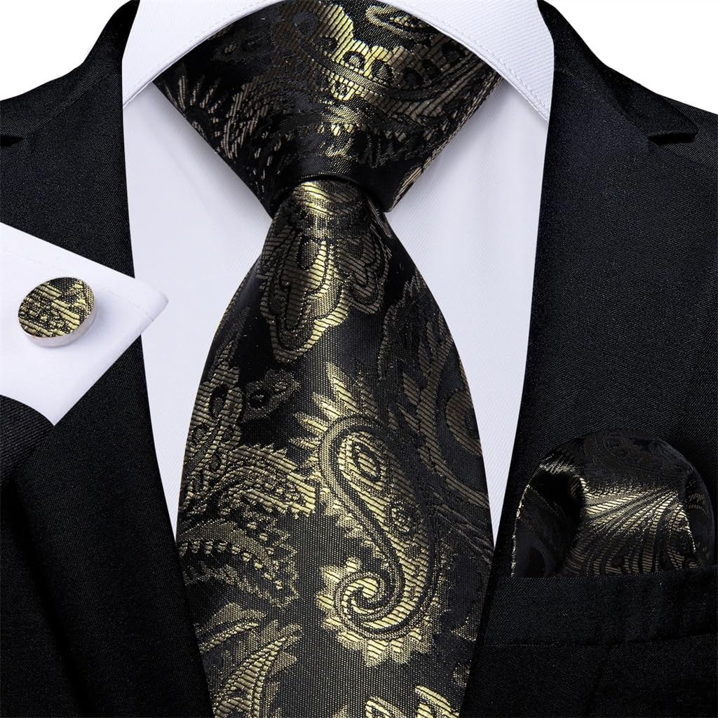 Men's Fashion Tie Sets Green Silk Neckties Plain Men Ties with Handkerchief Cufflinks Exquisites Wedding Party Accessory