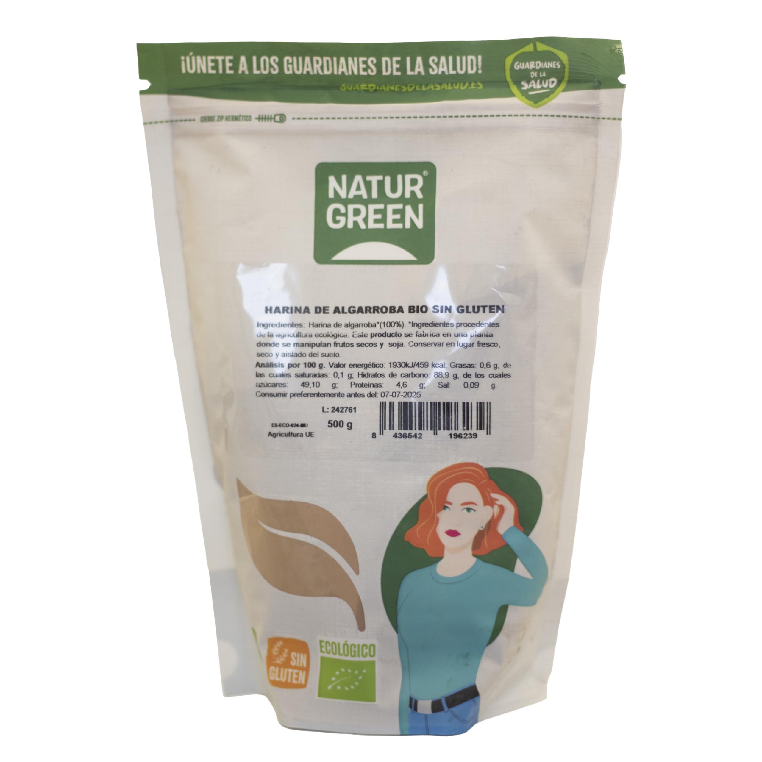 NaturGreen Harina de Algarroba, en Polvo, 500g