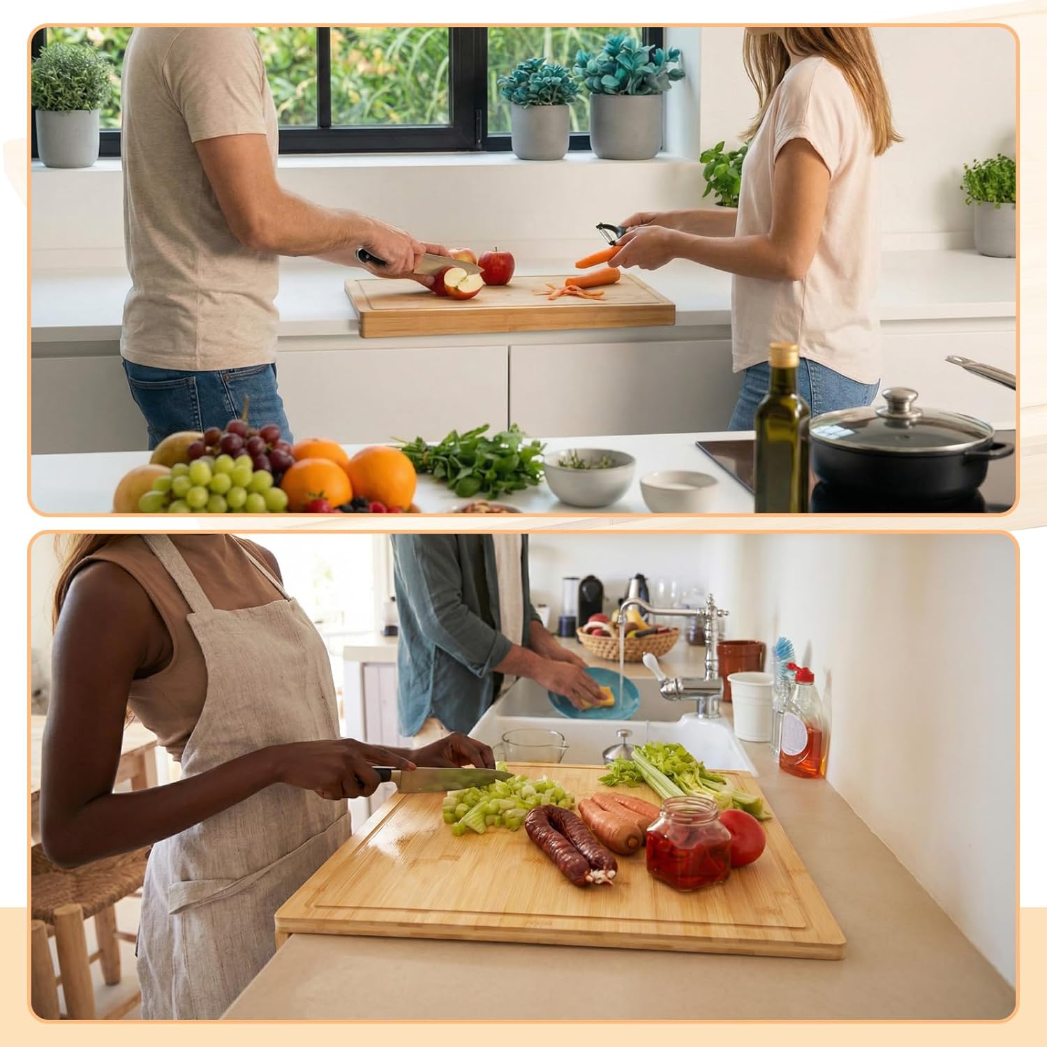 Patelai Bamboo Cutting Board with Counter Lip, 30 x 20in over The Stove Sink Cutting Board with Counter Edge, for Meat, Vegetables, Bread, and Charcuterie, Dough& Pastry Maker for Home Kitchen