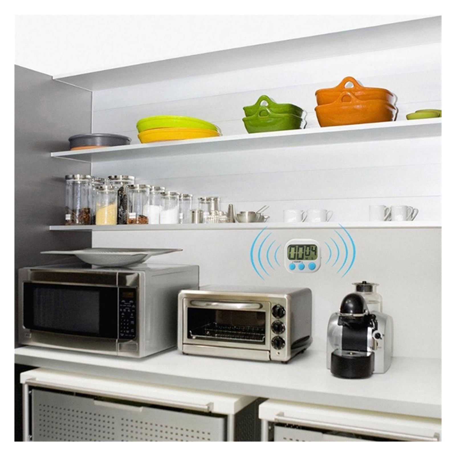 cronometro, Timer LCD multifunzione da cucina, for la cottura, con grande schermo(Blue)