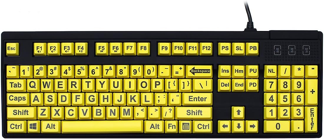 Max Keyboard Nighthawk Large Print Mechanical Keyboard - Cherry MX Blue (Nighthawk Yellow Large Print)