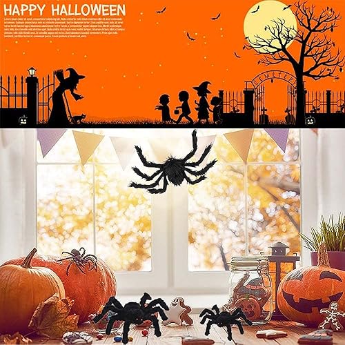 Miniatura 7 de Araña peluda gigante  7 unidades de decoración de Halloween para exteriores (no incluida telaraña)