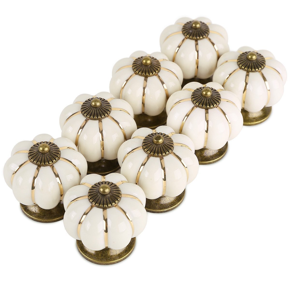 (Set di 6) Pomelli/Maniglie/Maniglie per porte in ceramica bianco avorio per mobili da cucina, armadi, armadi, cassetti, cassettiere, decorazioni per porte della camera dei bambini ecc.