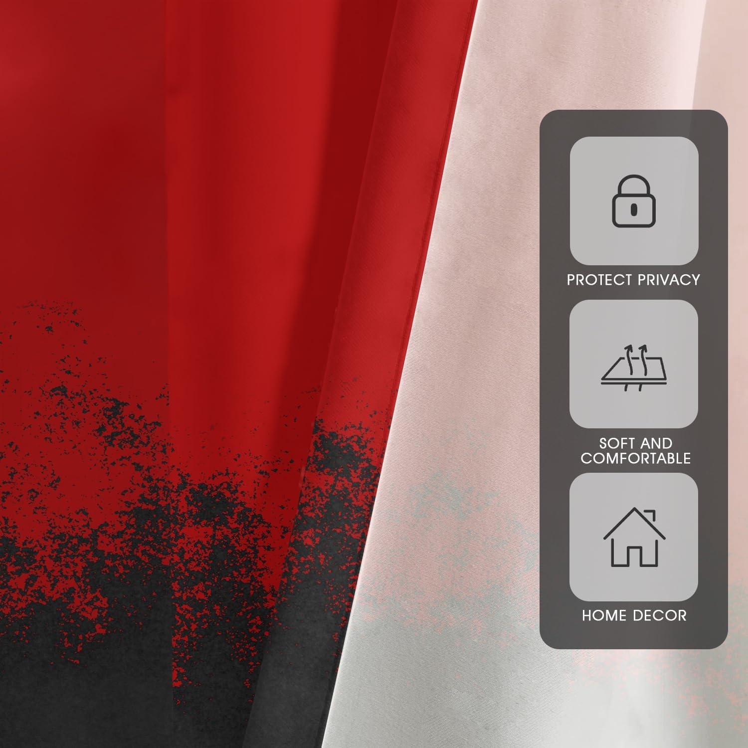 zokyer Red and Black Window Curtain Ombre Adults Cool Anime Boys Abstract Modern Mens Teen Gradient Simple Art 42" W x 63" L Curtains Set for Bedroom Living Room Bathroom 2 Panels Rod Pocket Drapes