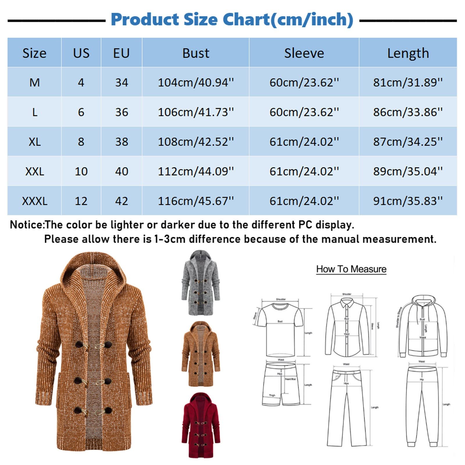 Cardigan à capuche mi-long pour homme
