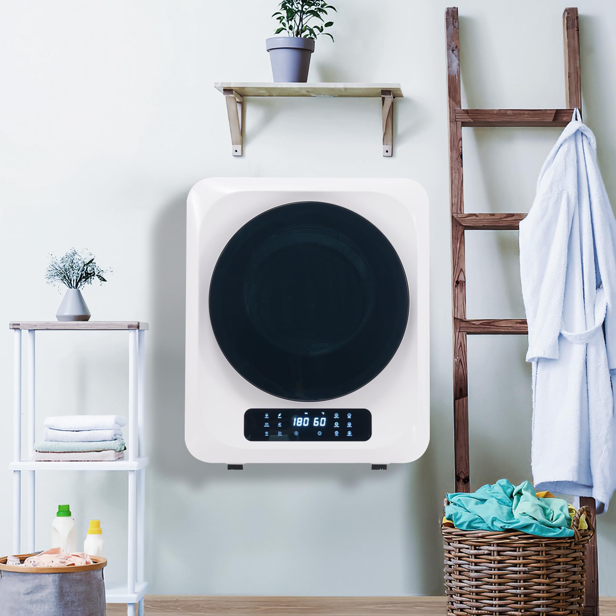 DRIXNO Ablufttrockner Trockner Mini Wäschetrockner Dryer Machine, 850w/2,5kg/Weiß/48x40x58cm, Überhitzungsschutz, wandmontierbar [Energieklasse C]