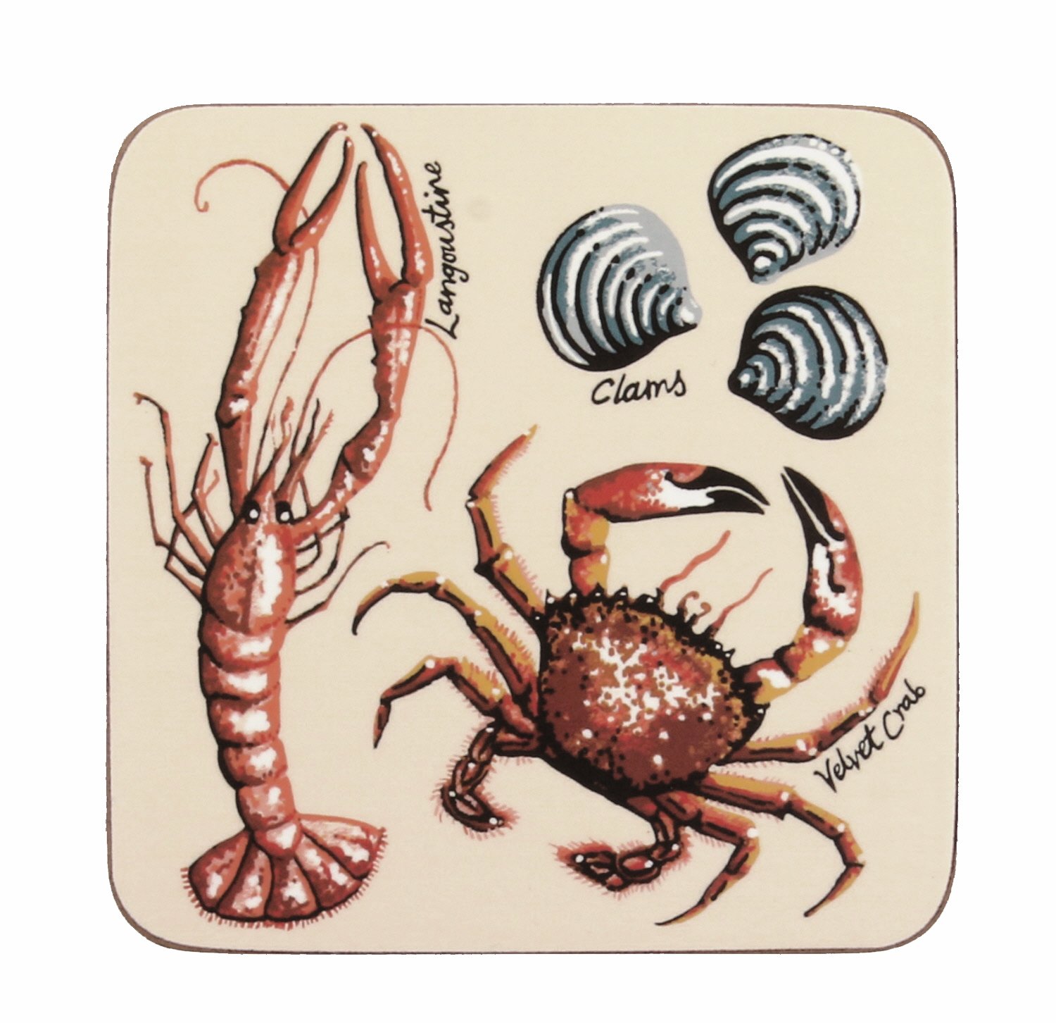 Ulster Weavers Multicolor Kelly Hall Fresh Shellfish Pk4 Coasters