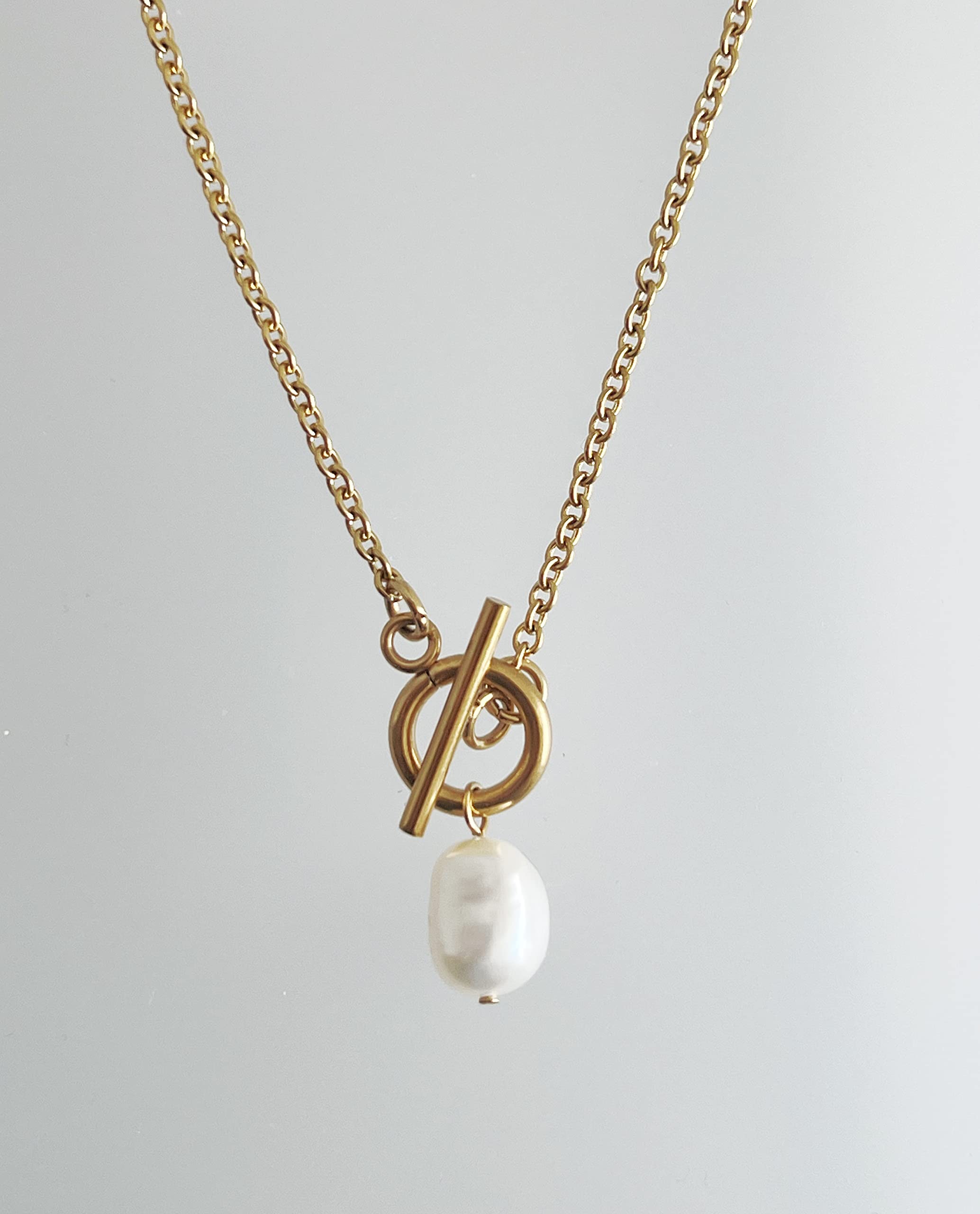 Chaîne SYLT avec pendentif perle en or pour femmes 46 cm Collier avec perle d'eau 18 carats Collier pendentif en or pour femmes
