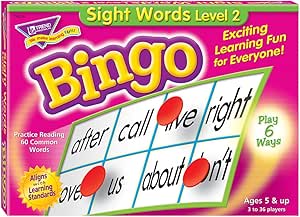 TREND ENTERPRISES: Sight Words Level 2 Bingo Game, Exciting Way for Everyone to Learn, Play 6 Different Ways, Great for Classrooms and At Home, 2 to 36 Players, For Ages 5 and Up