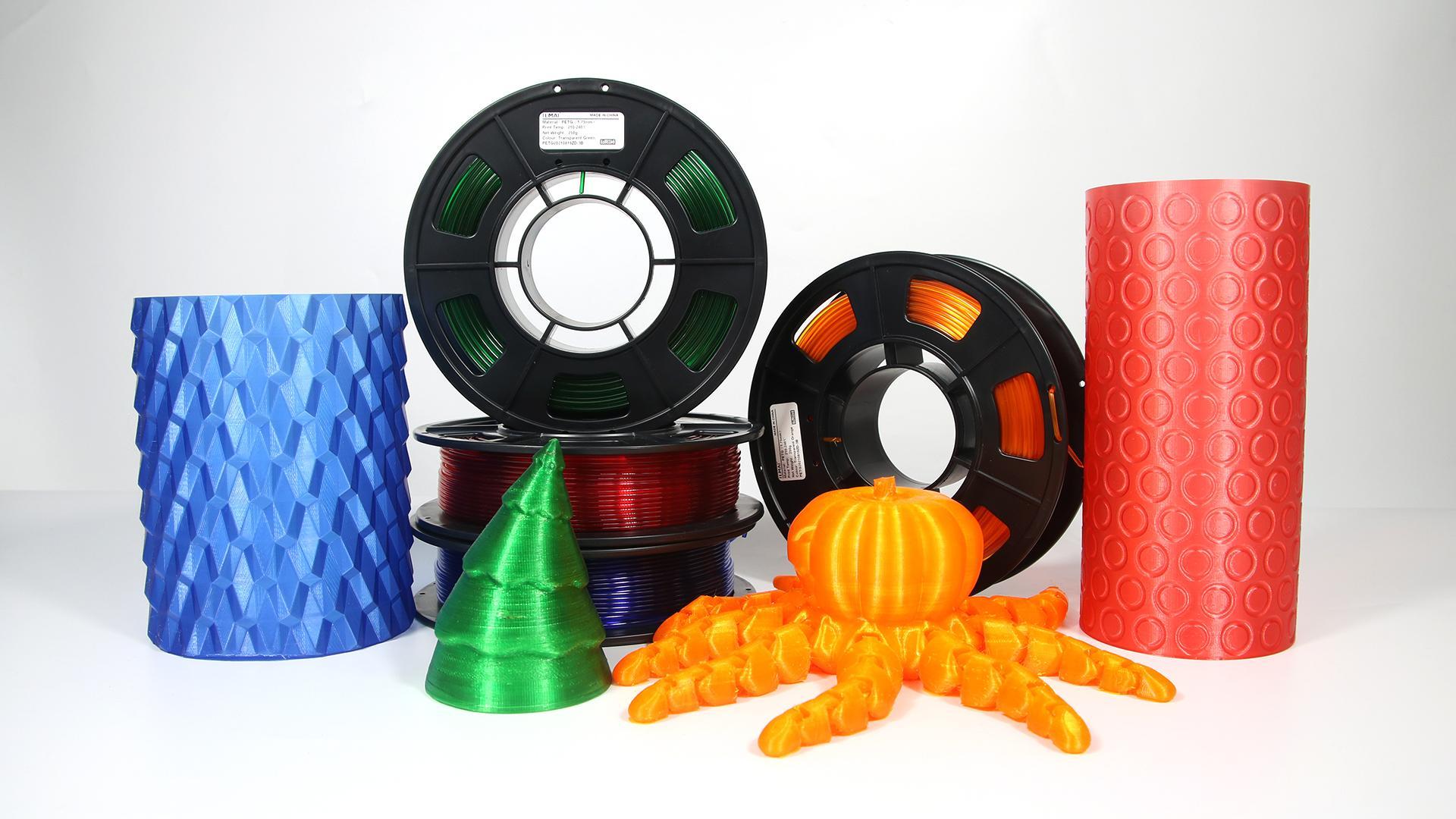 Image of IEMAI Clear PETG Filament 1.75mm Bundle, Multicolor High Light Transmittance 3D Printer Filament Orange /Blue /Green /Red, 250g x 4 Spools, Supports Fast Printing Up to 600mm /s
